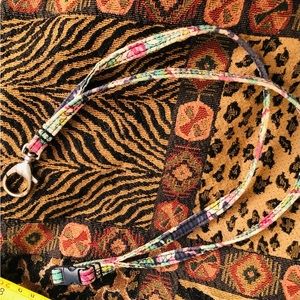 Vera Bradley paisley & floral print neck keychain / lanyard with silver clip